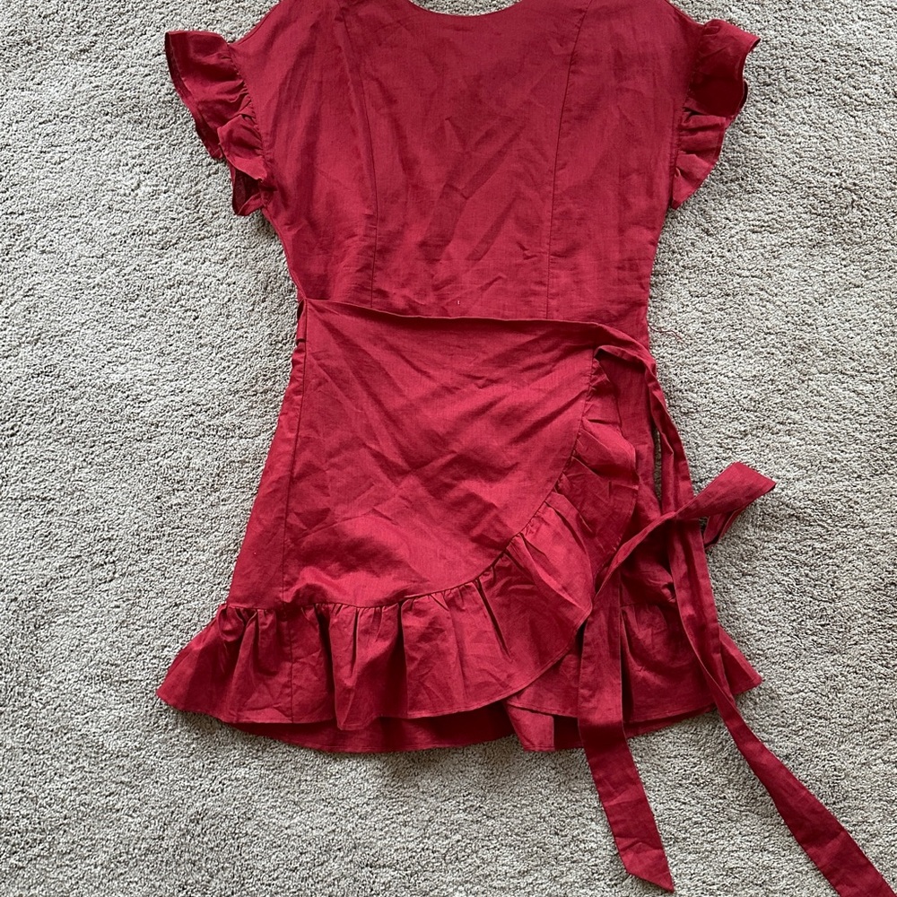 Red Ruffle Wrap Dress